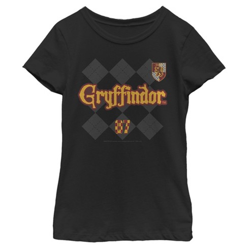 Girl's Harry Potter Gryffindor Argyle Print T-shirt - Black - Small ...