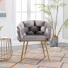 Small Accent Arm Chair Set Of 2 Tufted Velvet Makeup Vanity Chair With Back,Upholstered Woven Barrel Chair With Gold Metal Legs Soft Padded-Cuddlewood - 2 of 4
