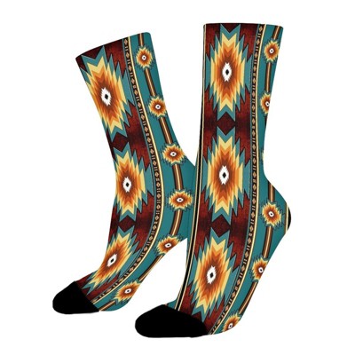 Ethnic Navajo Native American Southwestern Women Printed Crew Socks Funny Funky Socks Soft Polyester Novelty Gifts for Artists Men