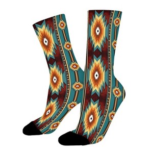 Ethnic Navajo Native American Southwestern Women Printed Crew Socks Funny Funky Socks Soft Polyester Novelty Gifts for Artists Men - 1 of 1