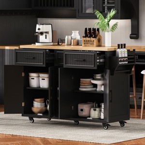 Isabel Outdoor Kitchen Island with Storage Cabinet, Solid Wood Patio Bar Cart with Stainless Steel Table Top, Outdoor Furniture - The Pop Home - 1 of 4