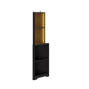 SEVOBAL Utility Storage Shelves Four Layer L Shaped Corner Rack with Power Strip for Home and Shop, Black, 36.61"*18.11"*7.08" - 1 of 4