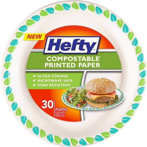 Hefty Compostable Printed Paper Plate 9'' - 30ct : Target