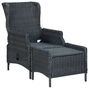 vidaXL Garden Chair Dark Grey Round PE Rattan Large Garden Chair Other - 1 of 4