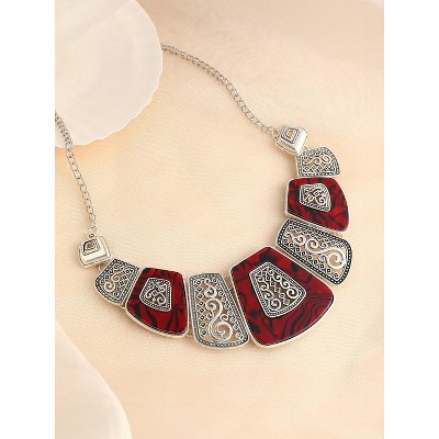 SOHI Women's Burgundy Red The Giza Statement Necklace