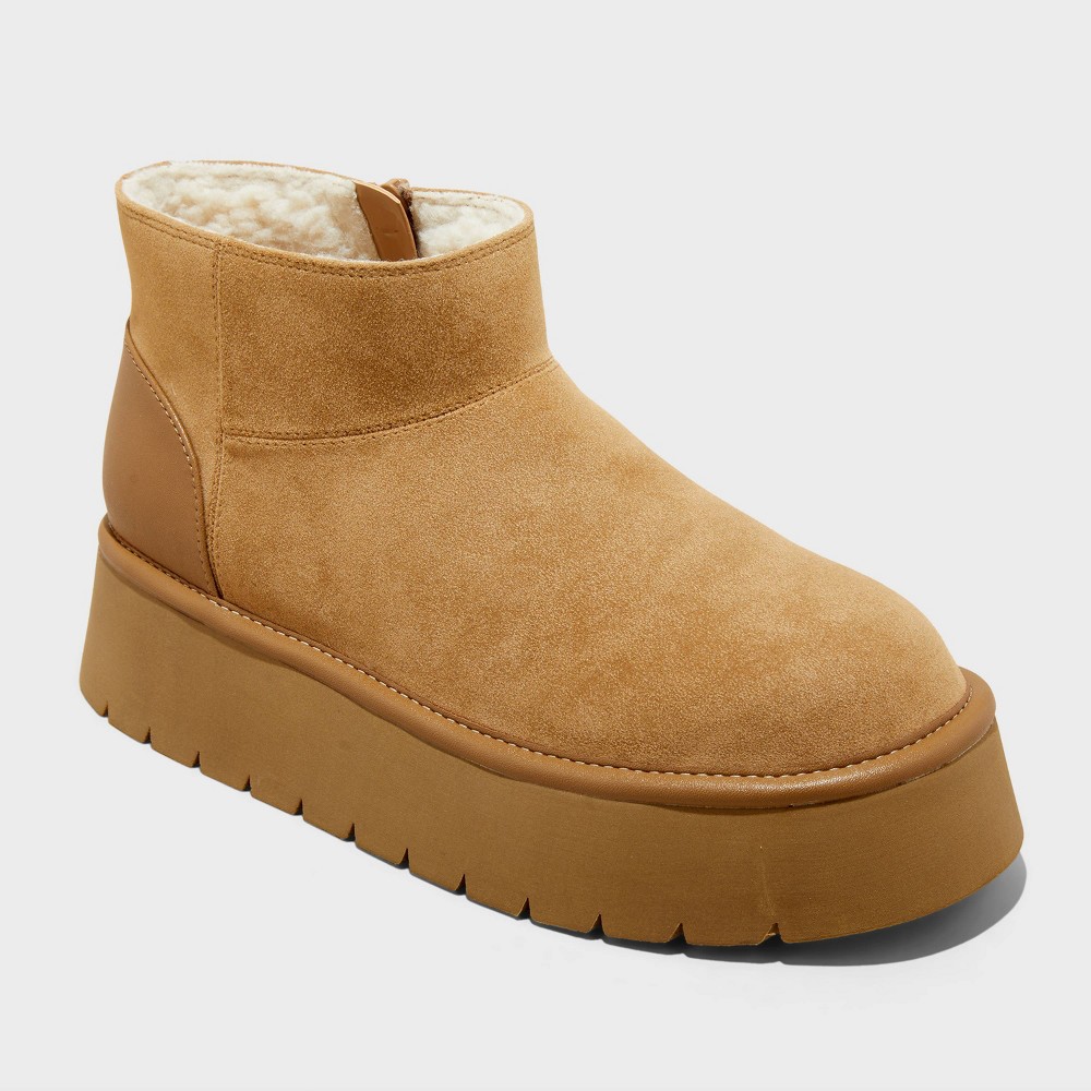 Women's Missy Platform Booties with Memory Foam Insole - Wild Fable™ Tan 11