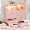 Dresser for Bedroom with 6 Drawers, Modern Chest of Drawers with Charging Station & LED Lights, Freestanding ，for Living Room Closet - 4 of 4