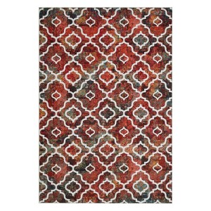 Washable Modern Geometric Rug Non Slip Low Pile Rug Retro Throw Floor Cover Foldable Indoor Carpet for Living Room Bedroom - 1 of 4