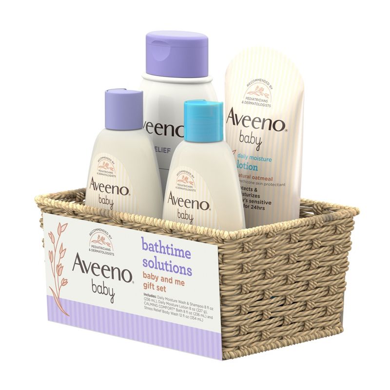 Aveeno Baby &#38; Me Daily Bathtime Solutions Gift Set Includes Baby Wash, Shampoo,Calming Bath and Moisturizing Lotion - 4ct, 5 of 8