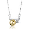 Guili Sterling Silver Two-Tone Necklace with 14K Gold Plated Sphere and Minimalist Bar - Modern and Elegant Design for Everyday and Formal Style - 2 of 2