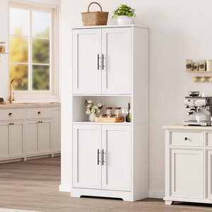 70 Inch Tall Kitchen Pantry Cabinet, Freestanding Storage Cabinet with 4 Doors and Adjustable Shelves, Utility Hutch Cupboard - 1 of 4