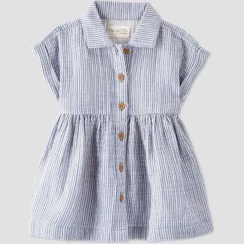 Little Planet by Carter's Organic Baby Girls' Gauze Striped Dress - Blue