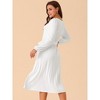 Seta T Women's Crewneck Long Sleeve Tie Waist Elegant Midi Dress - 4 of 4