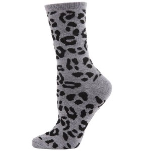 Memoi Women's Soft Leopard Animal Print Cashmere Blend Crew Socks - 1 of 3