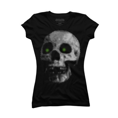 Junior's Design By Humans Giant Halloween Skull By robotface T-Shirt