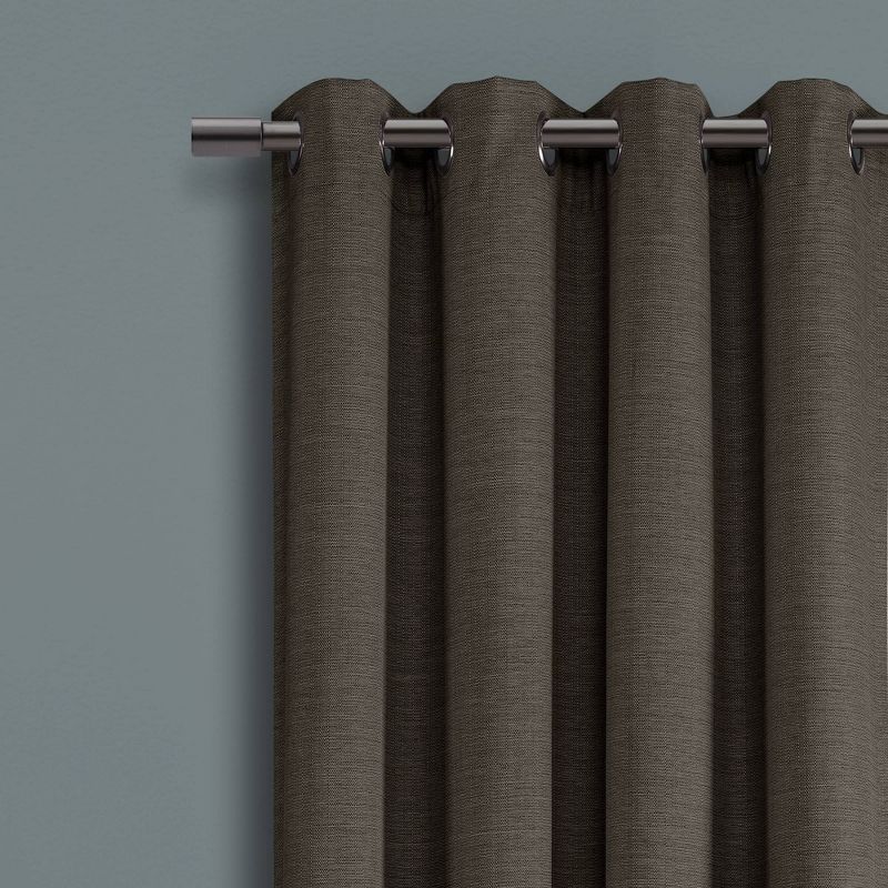 Faux Linen Absolute Blackout Grommet Top Single Window Curtain Panel - Lush Décor, 3 of 9