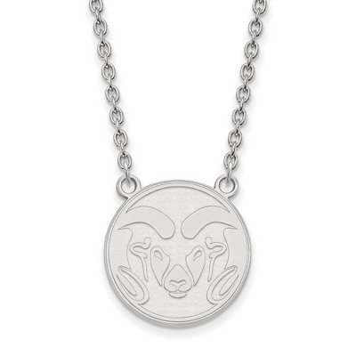 Black Bow Jewelry 10k White Gold Colorado State Rams NCAA Necklace 18 Inch