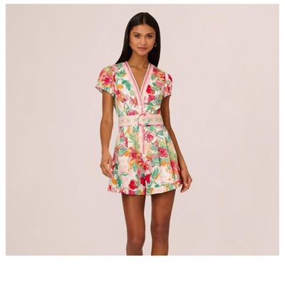 Adrianna Papell Womens Floral Jumpsuit