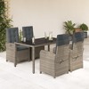 vidaXL - 5 Piece Patio Dining Set/Cushions/Adjustable Backrest - Gray Poly Rattan/Tempered Glass Top Table/Outdoor, Garden, Backyard, Patio - 2 of 4