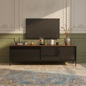 Polibi Modern TV Stand with Storage Space, Sliding Doors