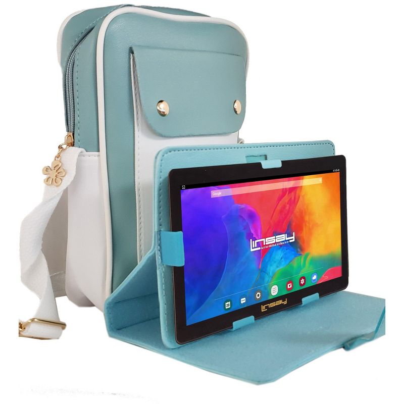 LINSAY 7" 2GB RAM 64GB STORAGE Android 13 Tablet Bundle with Light Blue Protective PU leather Case and Fashion Handbag, 1 of 2