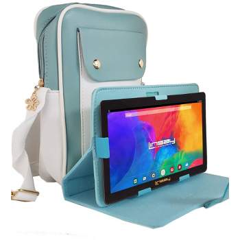 LINSAY 7" 2GB RAM 64GB STORAGE Android 13 Tablet Bundle with Light Blue Protective PU leather Case and Fashion Handbag