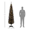 7ft Pencil Christmas Tree, Slim Artificial Christmas Tree with Realistic Branches and Warm White LED Lights - 3 of 4