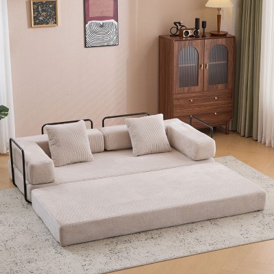 KTMBDW Convertible Sleeper Sofa Bed, Folding Mattress Couch with Fixed-Shape Frame, Floor Sofa Lounge Couch for Living Room