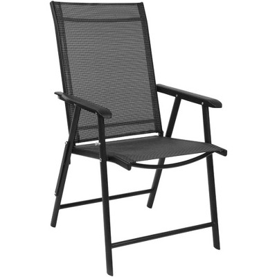 VINGLI Upgraded Folding Chair with Arms, Portable for Outdoor & Indoor, Lawn, Pool, Garden (Black)
