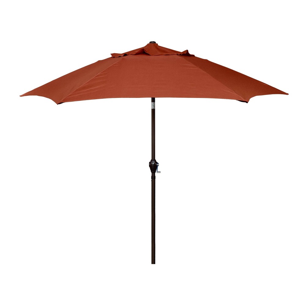 9' x 9' Aluminum Market Patio Umbrella with Crank Lift and Push Button Tilt Brick - Astella: Outdoor, Water-Resistant, Unlit