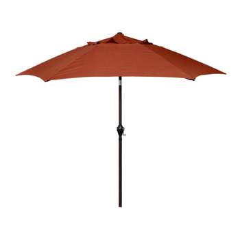 9' x 9' Aluminum Market Patio Umbrella with Crank Lift and Push Button Tilt Brick - Astella