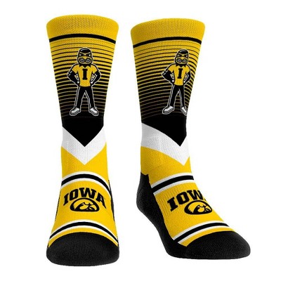 NCAA Iowa Hawkeyes Adult Mascot Showdown Crew Socks - L/XL