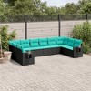 vidaXL Patio Sofa Set Black and Blue - Black and Blue Without Table - 2 of 4
