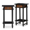 Furinno 2PCS 3-Tier Industrial Tall Nightstand End Table Sofa Side Telephone Table w/removable drawer&Open Storage Shelf,Espresso/Brown - 3 of 4