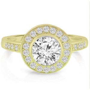 Guili Elegance Sterling Silver Ring, Clear Bezel-Set Cubic Zirconia, Timeless Style, Elegant Statement Jewelry, White/Gold, Sizes 6-8. - 1 of 4