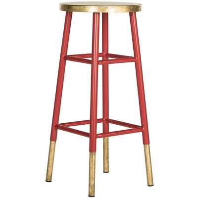 Transitional 30" Red and Gold Metal Bar Stool