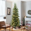 LuxenHome 7.5Ft Pre-Lit Green Slender Artificial Christmas Tree with Metal Stand - 2 of 4