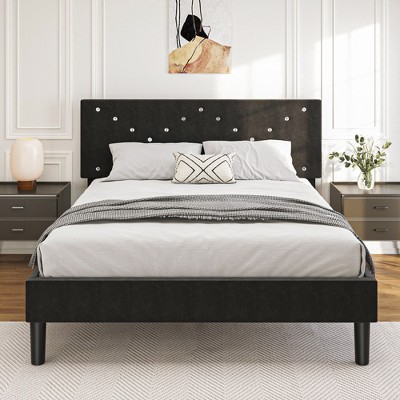 Queen Size Platform Bed with Upholstered Headboard