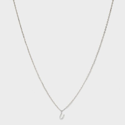 Sterling Silver Small Polished Initial Pendant Necklace - A New Day™ Silver