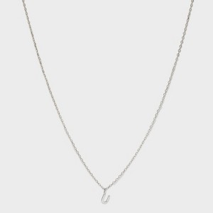 Sterling Silver Small Polished Initial Pendant Necklace - A New Day™ Silver - 1 of 4