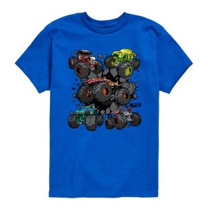 Boys' - Hot Wheels - Monster Truck Grids Short Sleeve Graphic T-Shirt - 1 of 4