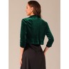 Allegra K Women's Velvet 3/4 Sleeve Open Front Ruffled Hem Back Cropped Cardigan - 3 of 4