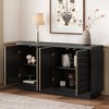 4-Door Storage Cabinet with 3D Geometric Doors, Metal Trim and Adjustable Shelves for Living Room Display, Kitchen or Home Office - 3 of 4