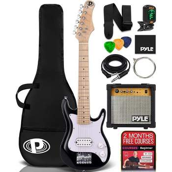 Pyle Kids 30” Mini  Electric Guitar Starter Kit with Amplifier - Black