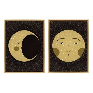 Kate & Laurel All Things Decor (Set of 2) 18" x 24" Sylvie Moon Print and Sun Print Framed Canvas Set Gold : Astronomical Theme - 1 of 4
