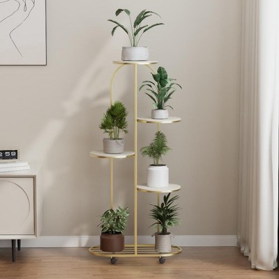 Plant Stand Indoor, Plant Shelf, with 4 Wheels, Tiered Plant Stand- Perfect