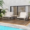 VisioGear 3PCS Outdoor Chaise Lounge Chairs, Patio Chaise Lounge Chair with Side Table, Pool Lounge Chairs for Lawn, Beige&White, 30.3"*43.3"*29.5" - 4 of 4