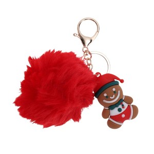 Unique Bargains Christmas Keychain with Double Ring and Lobster Clasp Metal Plush 1 Pc - 1 of 4