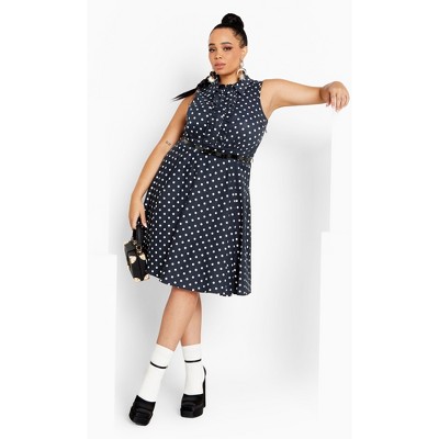 Women's Plus Size Nellie Dress - navy spot | CITY CHIC