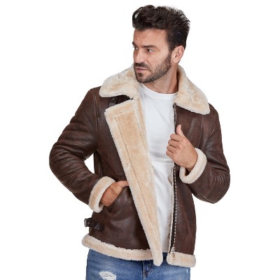 Braveman Faux Shearling Bomber Jacket,Brown,Medium — фото 3